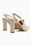 Maisa Beige Pointed Toe Slingback Thick Heeled Women's Shoes - 5