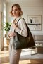 Women's Contrast Oval Midi Shoulder Bag with Wide Shoulder Strap for Daily Use, Textured and Smooth Surface