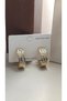 316L Original Steel-Zircon Stone Hoop Model Gold Steel Earrings Non-Tarnish-2Cm - 2