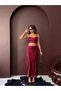 Burgundy Sequined Long Skirt - High Waist, Stylish Evening Dress Combination |   F1977 - Burgundy - 2
