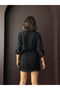 Tasseled Scuba Suede Skirt - Black |   F2030 - Black - 4