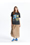 Anthracite Claude Monet Printed Cotton Women's T-Shirt - 2
