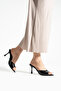 Women's Black Pointed Toe Heeled Shoes - 6