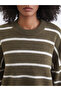 Esvab • Modern & Distinctive Zero Roba Collar Striped Loose Fit Women's Knitwear Sweater - 4
