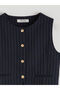 Navy Blue Striped Girls' Classic Vest - 3