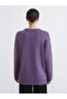 Purple crew neck self-patterned women's knit tunic from gülis store - 4