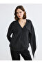 Anthracite V-Neck Shawl Detailed Oversized Women's Knitwear Cardigan