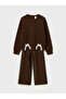 Brown wide leg girl's knit set