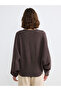 Brown Crew Neck Oversized Blouse - 4