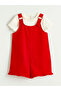 Red girl's plain overalls dress