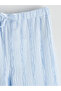 Lcw Kids Blue Textured Girls' Trousers with Elastic Waist - 4