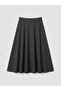 Gray Belted Flared Skirt with Zipper - 6