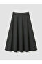 Gray Belted Flared Skirt with Zipper - 5