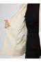 Beige Double-Breasted collar crepe women's blazer jacket - 4