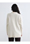 Ecru Crew Neck Self Patterned Women's Knitwear Tunic - 4