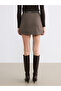 Brown Plaid Shorts Skirt with Belt (S6) - 4