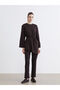 Brown High Waist Slim Fit Women's Trousers