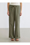 Khaki Elastic Waist Women's Muslin Pants - 2
