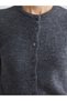 Gray Crew Neck Women's Knitwear Cardigan - 3