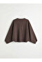 Brown Crew Neck Oversized Blouse - 6