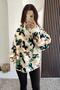 Half Zipper Patterned Plush Sweatshirt - Ecru/Green Ecru/Green - 2