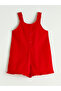 Red girl's plain overalls dress - 3