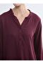 Burgundy Ruffled Mock Neck Blouse - 3