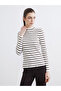 Brown Stand Collar Striped Women's Bodysuit