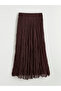 M&B Collection Brown Elastic Waist Chiffon Skirt - 6