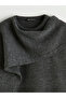 Create Your Style with Uzg Store Anthracite Draped Shawl Collar Oversized Women's Knitwear Sweater - 7