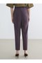 Plum Waist Belted Carrot Cut Women's Trousers - 4