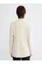 Beige Double-Breasted collar crepe women's blazer jacket - 5