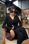 Noa Noa Shoulder Pleated Detail Drape Collar Blouse - Black Black