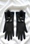 Velour Noire Pearl Touch Bow Tulle Gloves |   Special Design Premium Series Bridal Gloves - 3