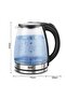 Electric Kettle 2 Liter Capacity, Transparent Borosilicate Glass Design, 1500 Watt Rapid Boil He - 6