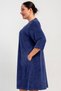 Women's Plus Size Velvet Fabric Zippered Capri Sleeve Home Dress Nightgown Navy Blue C8T0N0705 - 3