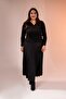 Plus Size Women's Long Pleated Skirt Black - 2