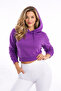 Women's Hooded Crop Sweatshirt Purple – 3 Thread Count Sh Fleece-Lined Comfortable Fit
