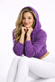 Women's Hooded Crop Sweatshirt Purple – 3 Thread Count Sh Fleece-Lined Comfortable Fit - 3