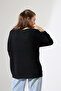 Women's Black Oversized Casual Comfortable Fit Boat Neck Knitwear Sweater - 8