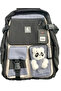 Skear Apex Primary and Secondary School Bag – Gray School Backpack with Teddy Bear Detail - 3