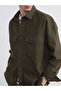 Khaki Loose Fit Men's Gabardine Shirt Jacket - 3