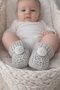 Knitwear Pompom Gray Baby Booties 0-6 Months - 2