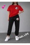 Women's Wide Cut T-Shirt Tracksuit Colorful Panda Set