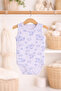 100% Cotton, Snap Fasteners at the Bottom, Zero Sleeve, Lilac Cloud Lamb Patterned Newborn Baby Bodysuit 0-9 Months - 2