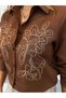 Women's Flower Embroidered Shirt - 2