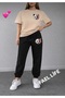 Women's Wide Cut T-Shirt Tracksuit Colorful Panda Set