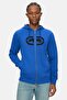 Grayton Blue Hooded Zippered Embroidered Standard Men's Cardigan