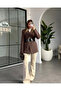 Brown Belted Atlas Jacket - 9691 - 2
