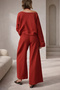 Soul Muslin Blazer Pants Suit / Red - 3